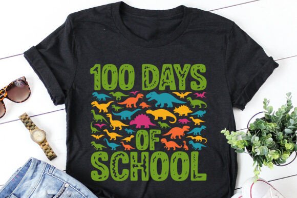 100 Days of School Dinosaur: A Fun T-Shirt Design Graphics