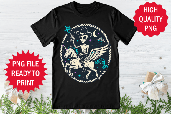 Alien over Unicorn: A Versatile Graphics Asset for T-Shirt Designs