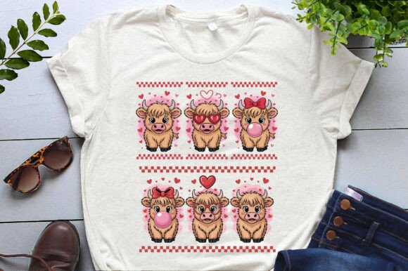 Cute Highland Cow Valentine's Day Graphics for T-Shirts