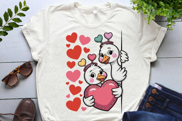 Funny Valentine Goose Valentines Day Png for T-Shirt Designs