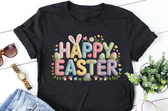 Happy Easter Latch Yarn SVG for T-Shirt Designs