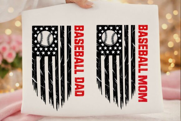 Matching Baseball Mom and Dad Vintage Graphics for T-Shirts
