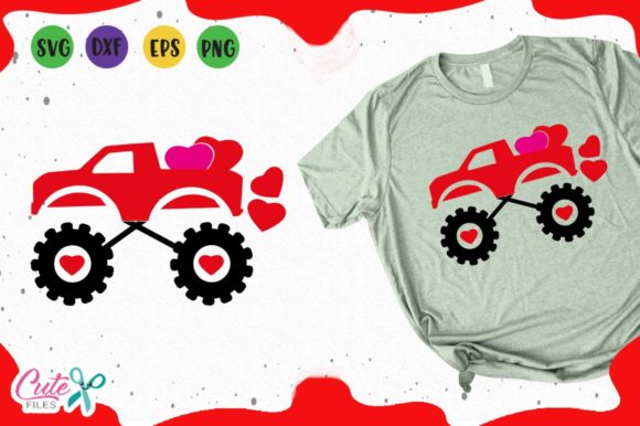 Monster Truck with Hearts: A Unique T-Shirt Design Graphic
