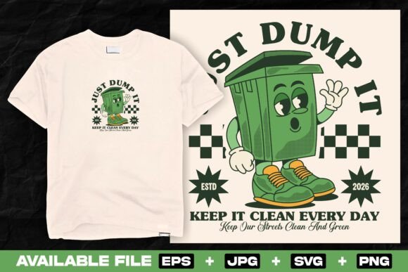 Retro Dumpster Cartoon: A Fun Graphic for T-Shirts