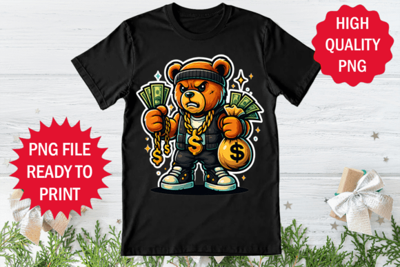 Review: Bear Cute Funny Holding Money Design Png for Graphics and T-Shirt Designs
