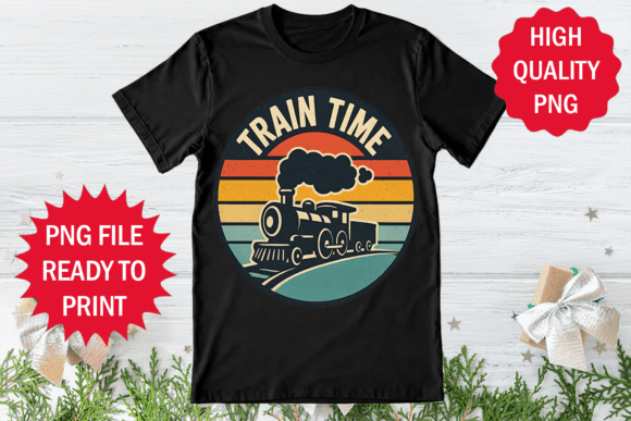 Train Lover Train Time: A Retro T-Shirt Design Gem