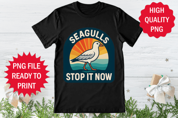 Vintage Seagulls Design: A Charming T-Shirt Graphics Asset