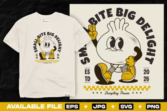 Vintage Style Dumpling Mascot for T-Shirt Designs and Graphics